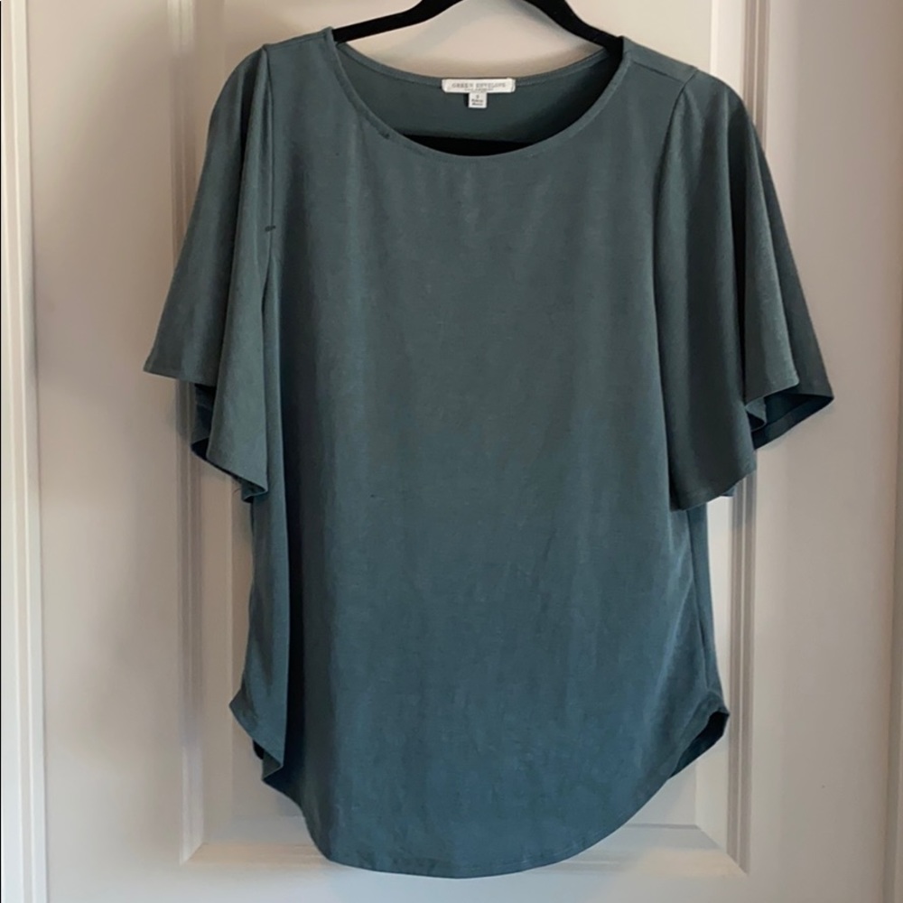 Short Sleeve Slate Green Blouse